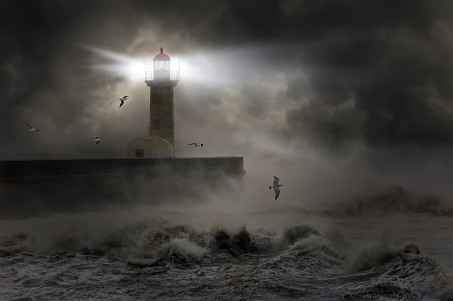 lighthouse guide in stormy waters