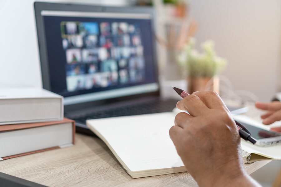 person attending skill-specific webinar
